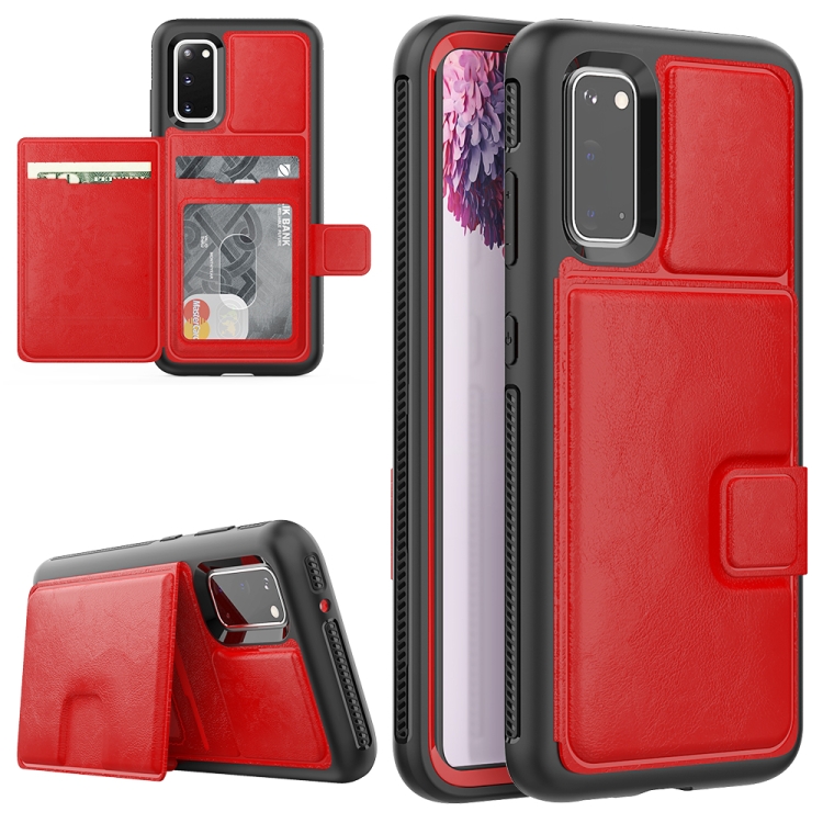 

For Samsung Galaxy S20 Shockproof PC + TPU + PU Leather Protective Case with Holder & Card Slot & Wallet(Red)