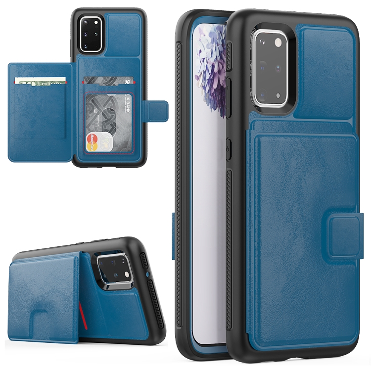 

For Samsung Galaxy S20+ Shockproof PC + TPU + PU Leather Protective Case with Holder & Card Slot & Wallet(Blue)