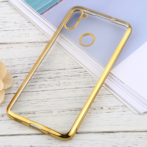 

For Samsung Galaxy A11 Ultra-thin Plating TPU Protective Soft Case(Gold)
