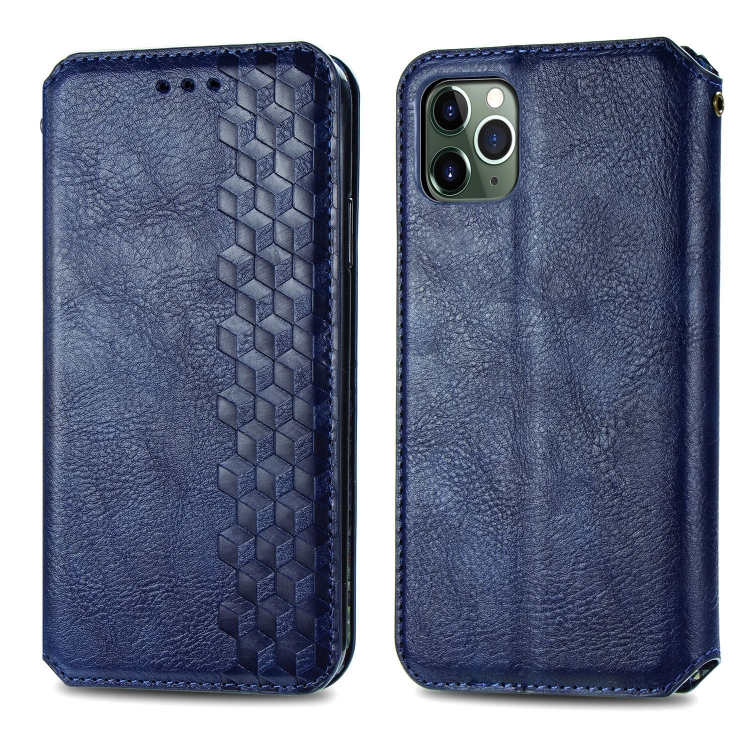 

For iPhone 11 Pro Max Cubic Grid Pressed Horizontal Flip Magnetic PU Leather Case with Holder & Card Slots & Wallet(Blue)