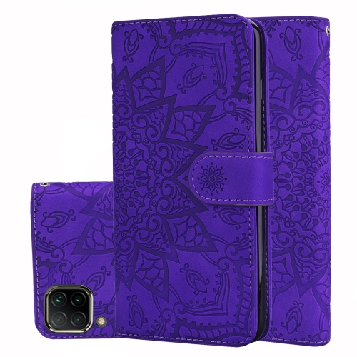 

For Huawei P40 Lite / Nova 6 SE Embossed Sunflower Pattern Horizontal Flip PU Leather Case with Holder & Card Slots & Wallet & Lanyard(Purple)