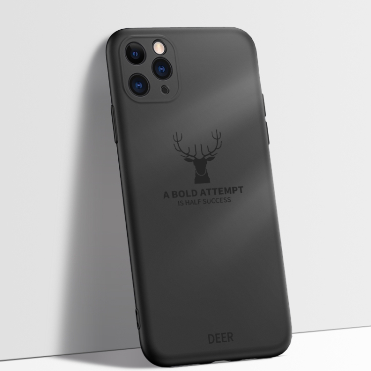 

For iPhone 11 Pro Max Elk Pattern Shockproof Silicone Protective Case(Elegant Black)