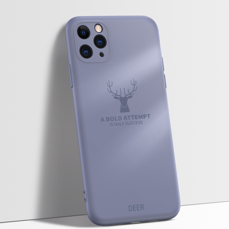 

For iPhone 11 Pro Elk Pattern Shockproof Silicone Protective Case(Lavender Grey)