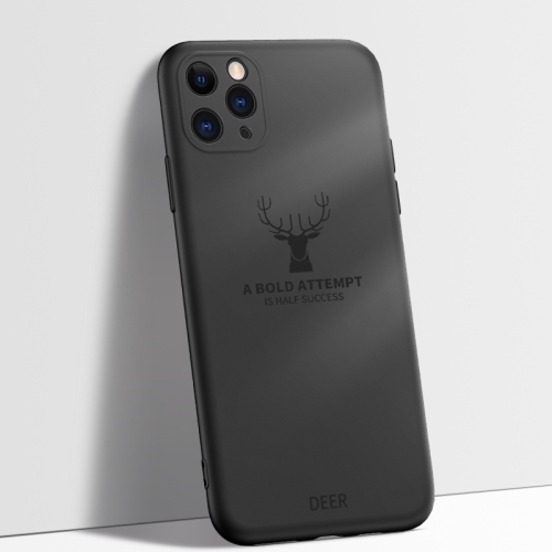 

For iPhone 11 Pro Elk Pattern Shockproof Silicone Protective Case(Elegant Black)