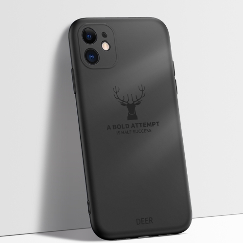 

For iPhone 11 Elk Pattern Shockproof Silicone Protective Case(Elegant Black)