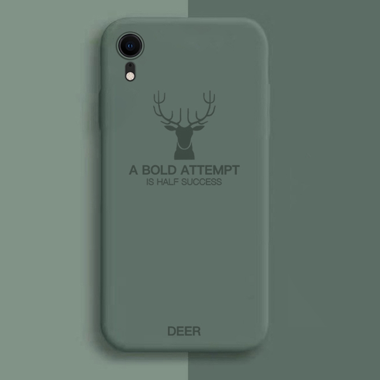 

For iPhone XR Elk Pattern Shockproof Silicone Protective Case(Dark Green)