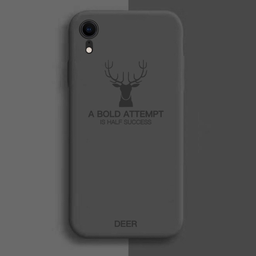 

For iPhone XR Elk Pattern Shockproof Silicone Protective Case(Elegant Black)