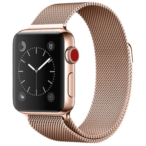 

For Apple Watch Series 6 & SE & 5 & 4 40mm / 3 & 2 & 1 38mm Milanese Loop Magnetic Stainless Steel Watchband(Champagne Gold)