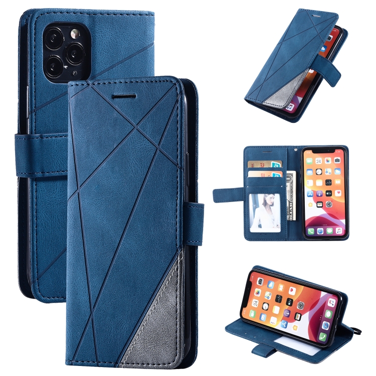 

For iPhone 11 Skin Feel Splicing Horizontal Flip Leather Case with Holder & Card Slots & Wallet & Photo Frame(Blue)