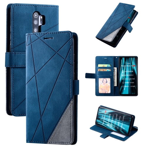 

For Xiaomi Redmi Note 8 Pro Skin Feel Splicing Horizontal Flip Leather Case with Holder & Card Slots & Wallet & Photo Frame(Blue)