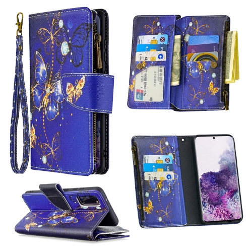 

For Samsung Galaxy Galaxy S20 Ultra Colored Drawing Pattern Zipper Horizontal Flip Leather Case with Holder & Card Slots & Wallet(Purple Butterfly)