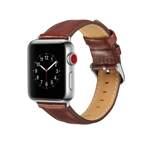 

For Apple Watch Series 6 & SE & 5 & 4 44mm / 3 & 2 & 1 42mm Crazy Horse Texture Top-grain Leather Watchband(Dark Brown)