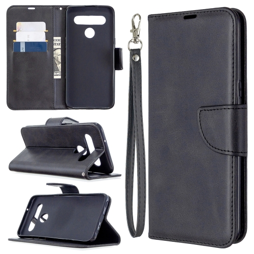 

For LG K61 Retro Lambskin Texture Pure Color Horizontal Flip PU Leather Case with Holder & Card Slots & Wallet & Lanyard(Black)