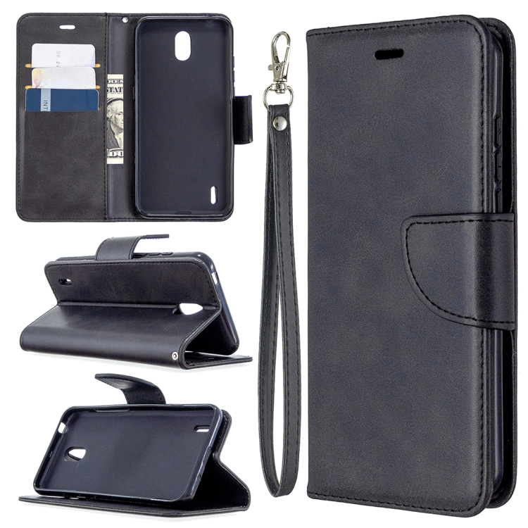 

For Nokia 1.3 Retro Lambskin Texture Pure Color Horizontal Flip PU Leather Case with Holder & Card Slots & Wallet & Lanyard(Black)
