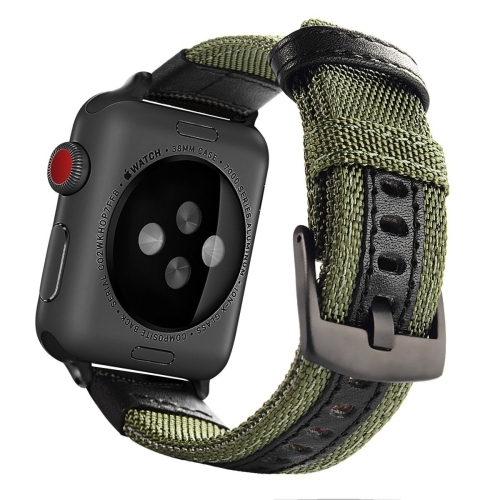 

For Apple Watch Series 6 & SE & 5 & 4 40mm / 3 & 2 & 1 38mm Nylon Watchband(Army Green)