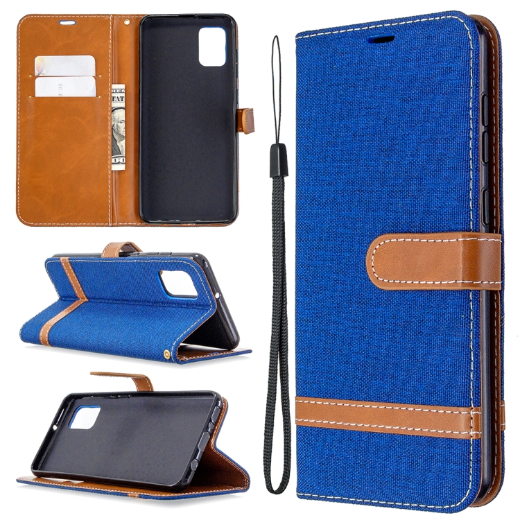 

For Samsung Galaxy A31 Denim Texture Horizontal Flip Leather Case with Holder & Card Slots & Wallet & Lanyard(Blue)