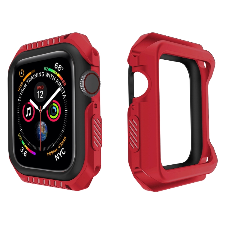 

For Apple Watch Series 5 & 4 44mm Shockproof Two Color Protective Case(Red Black)