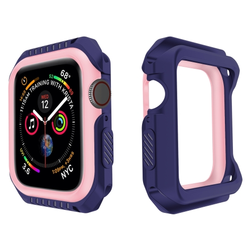 

For Apple Watch Series 5 & 4 44mm Shockproof Two Color Protective Case(Blue Pink)