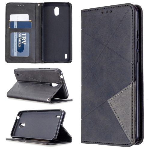 

For Nokia 1.3 Rhombus Texture Horizontal Flip Magnetic Leather Case with Holder & Card Slots & Wallet(Black)