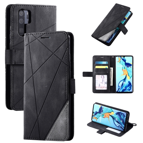 

For Huawei P30 Pro Skin Feel Splicing Horizontal Flip Leather Case with Holder & Card Slots & Wallet & Photo Frame(Black)