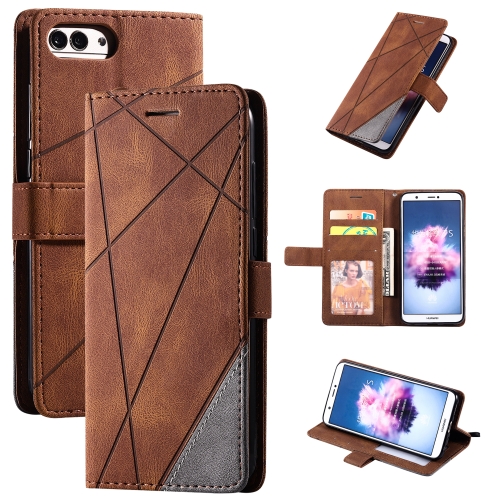 

For Huawei Enjoy 7s Skin Feel Splicing Horizontal Flip Leather Case with Holder & Card Slots & Wallet & Photo Frame(Brown)