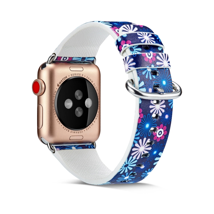 

For Apple Watch Series 5 & 4 40mm / 3 & 2 & 1 38mm Floral Leather Watchband(F20)