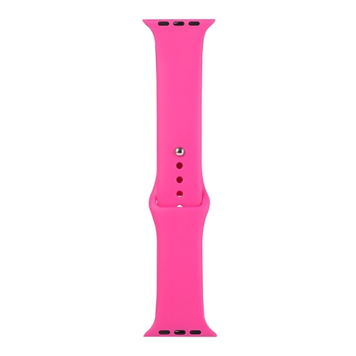 

For Apple Watch Series 6 & SE & 5 & 4 44mm / 3 & 2 & 1 42mm Silicone Watch Replacement Strap, Long Section (Men)(Barbie Pink)