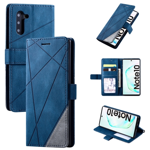 

For Samsung Galaxy Note 10 Skin Feel Splicing Horizontal Flip Leather Case with Holder & Card Slots & Wallet & Photo Frame(Blue)