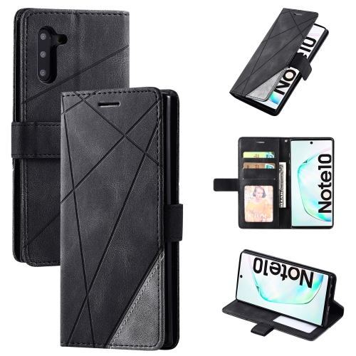 

For Samsung Galaxy Note 10 Skin Feel Splicing Horizontal Flip Leather Case with Holder & Card Slots & Wallet & Photo Frame(Black)