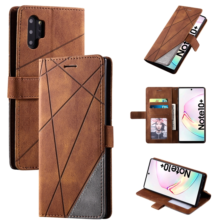 

For Samsung Galaxy Note 10 Pro Skin Feel Splicing Horizontal Flip Leather Case with Holder & Card Slots & Wallet & Photo Frame(Brown)