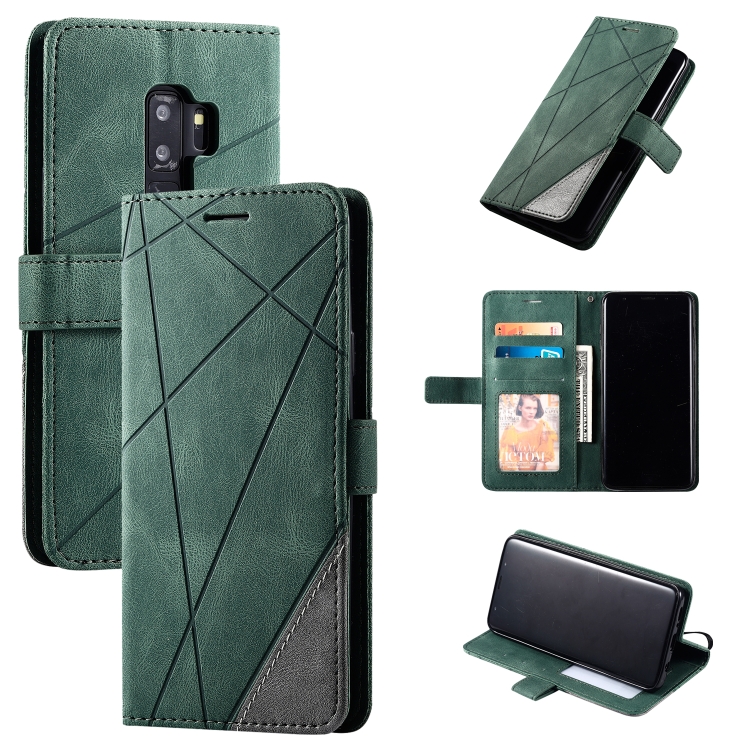

For Samsung Galaxy S9 Plus Skin Feel Splicing Horizontal Flip Leather Case with Holder & Card Slots & Wallet & Photo Frame(Green)