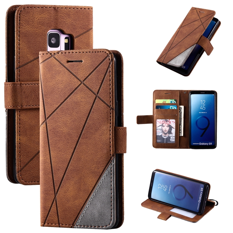 

For Samsung Galaxy S9 Skin Feel Splicing Horizontal Flip Leather Case with Holder & Card Slots & Wallet & Photo Frame(Brown)