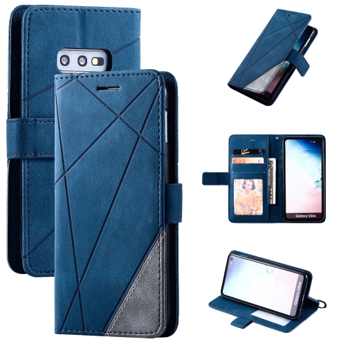 

For Samsung Galaxy S10e Skin Feel Splicing Horizontal Flip Leather Case with Holder & Card Slots & Wallet & Photo Frame(Blue)