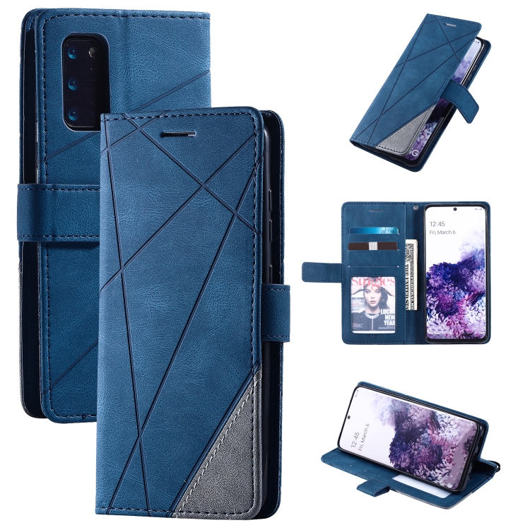 

For Samsung Galaxy S20 Ultra Skin Feel Splicing Horizontal Flip Leather Case with Holder & Card Slots & Wallet & Photo Frame(Blue)
