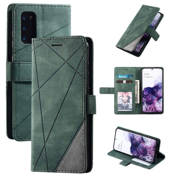 

For Samsung Galaxy S20 Ultra Skin Feel Splicing Horizontal Flip Leather Case with Holder & Card Slots & Wallet & Photo Frame(Green)