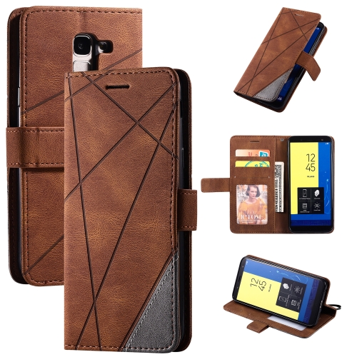 

For Samsung Galaxy J6 Skin Feel Splicing Horizontal Flip Leather Case with Holder & Card Slots & Wallet & Photo Frame(Brown)