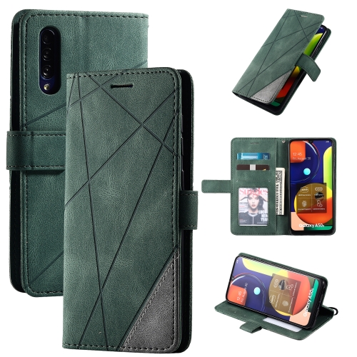 

For Samsung Galaxy A50 Skin Feel Splicing Horizontal Flip Leather Case with Holder & Card Slots & Wallet & Photo Frame(Green)