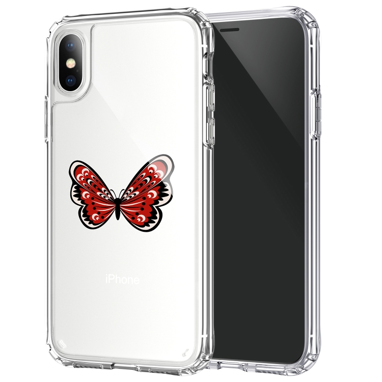 

For iPhone X / XS UV Printing Shockproof Thicken Corners Acrylic Protective Case(Red Butterfly 1)