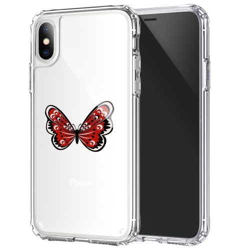 

For iPhone XS Max UV Printing Shockproof Thicken Corners Acrylic Protective Case(Red Butterfly 1)