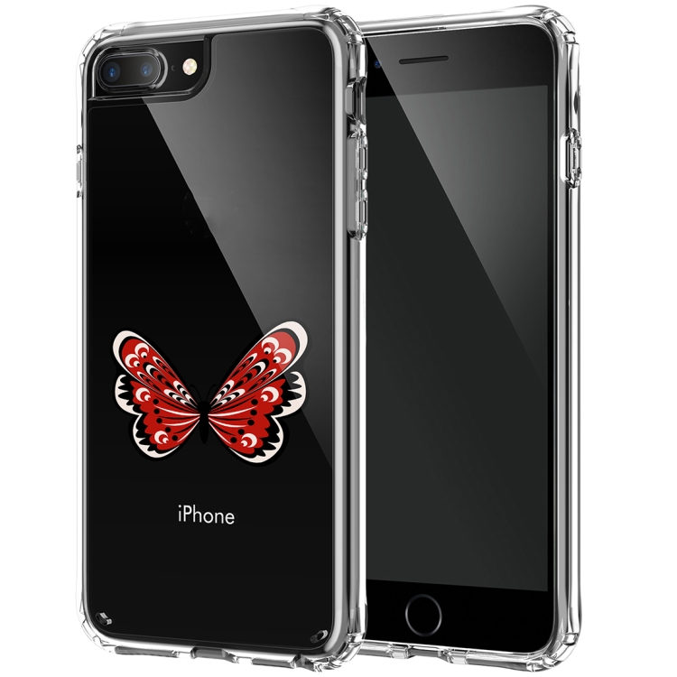 

For iPhone 8 Plus & 7 Plus UV Printing Shockproof Thicken Corners Acrylic Protective Case(Red Butterfly 1)