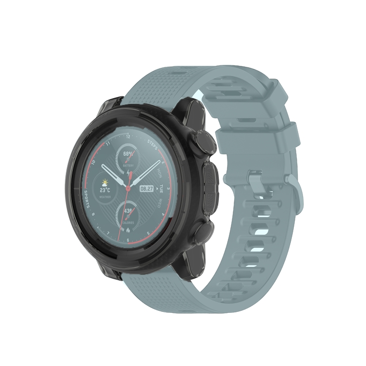 

For Amazfit 3 Transparent TPU Silicone Watch Case(Transparent Black)