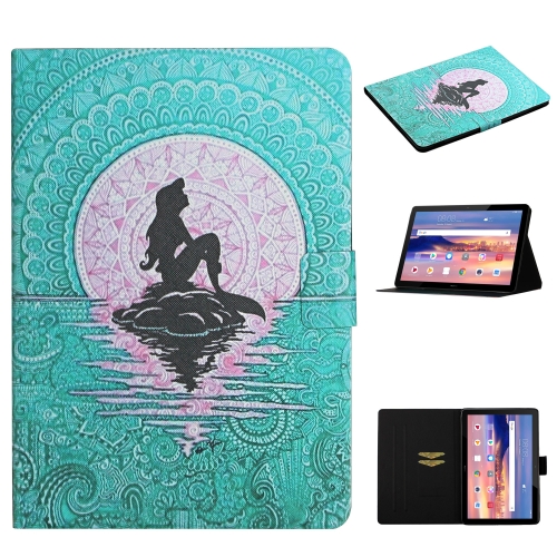 

For Huawei MediaPad T5 Colored Drawing Pattern Horizontal Flip Leather Case with Holder & Card Slots(Mermaid)