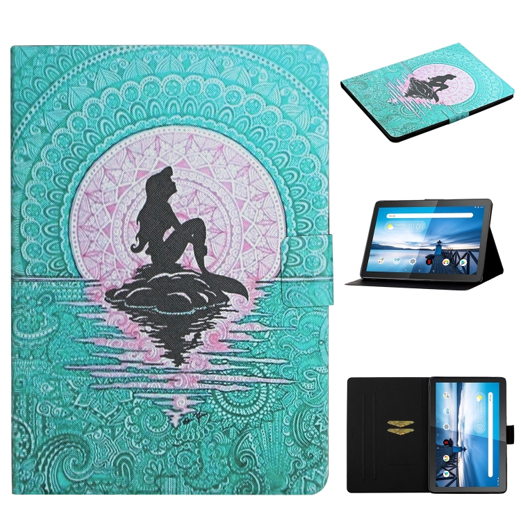 

For Lenovo Tab M10 X605F X505 Colored Drawing Pattern Horizontal Flip Leather Case with Holder & Card Slots(Mermaid)