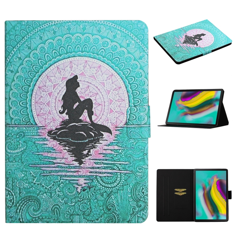 

For Samsung Galaxy Tab S6 Lite P610 Colored Drawing Pattern Horizontal Flip Leather Case with Holder & Card Slots(Mermaid)