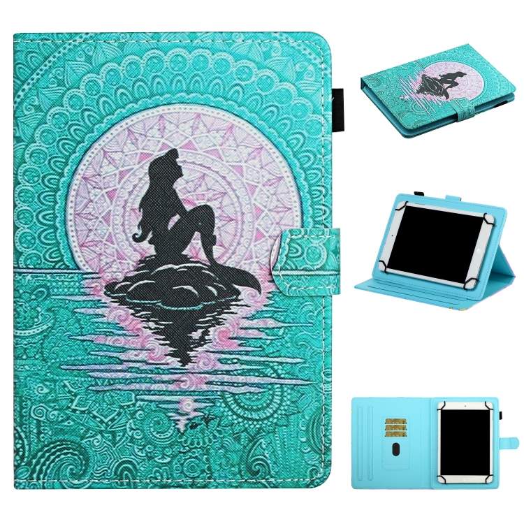 

For 8 inch Universal Tablet PC Colored Drawing Pattern Horizontal Flip Leather Case with Holder & Card Slots(Mermaid)