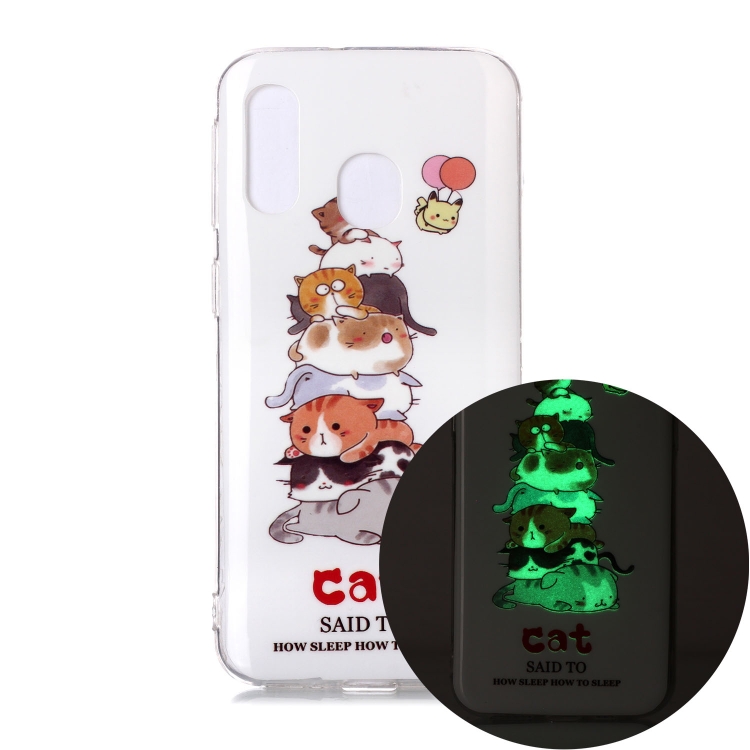 

For Samsung Galaxy A40 Luminous TPU Soft Protective Case(Cats)