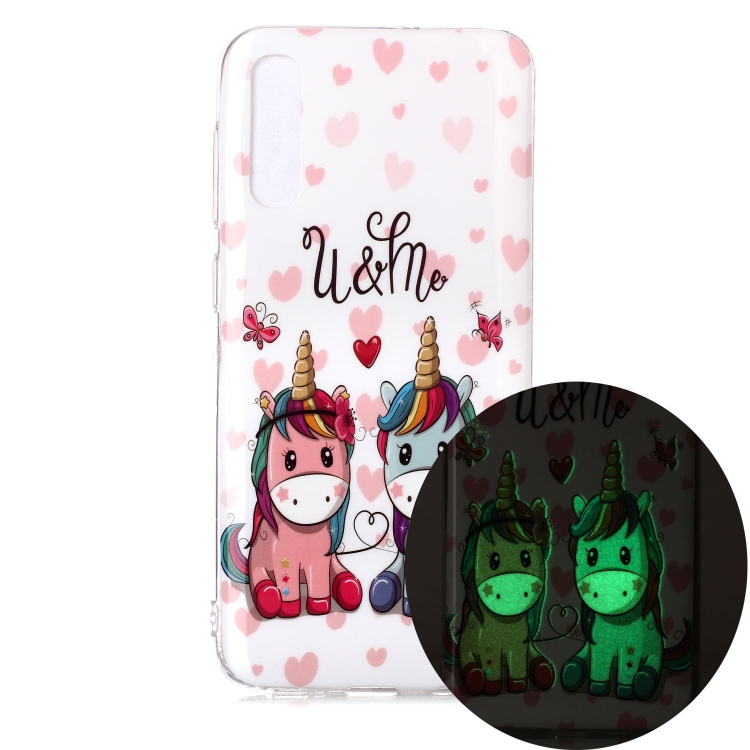 

For Samsung Galaxy A70 Luminous TPU Soft Protective Case(Couple Unicorn)