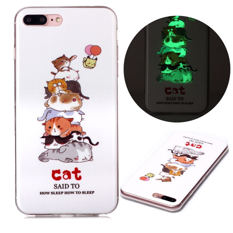 

For iPhone 7 Plus / 8 Plus Luminous TPU Soft Protective Case(Cats)