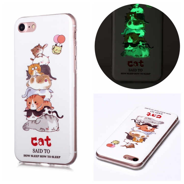 

For iPhone SE 2020 / 8 / 7 Luminous TPU Soft Protective Case(Cats)