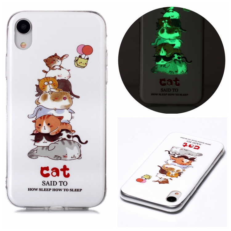 

For iPhone XR Luminous TPU Soft Protective Case(Cats)